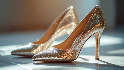 Naklejka premium The bride's sparkly shoes