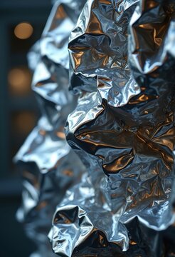 Crumpled Foil Flexible Metallic Sheet Modern Art Piece for Creative Projects