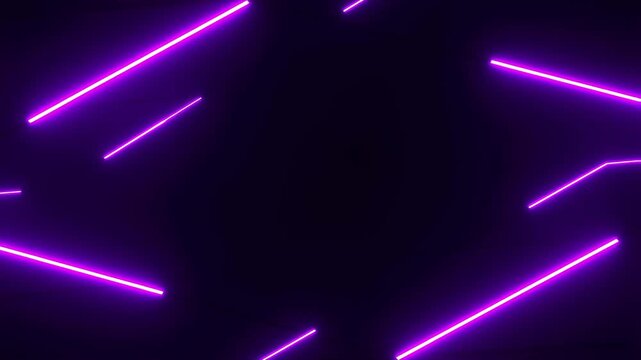 Abstract neon light background with dynamic purple lines creating a futuristic atmosphere. Ideal for technology, nightlife, and creative projects