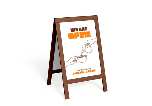 Wooden A-Frame Sidewalk Sign Mockup