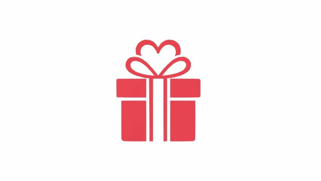 Red Gift Box with Heart Ribbon.