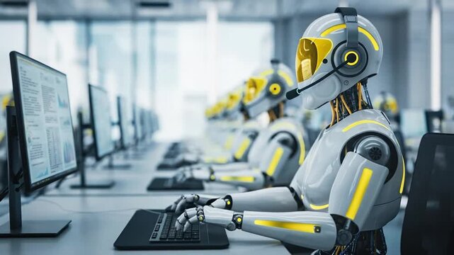 Robotic customer service agents working in a call center environment