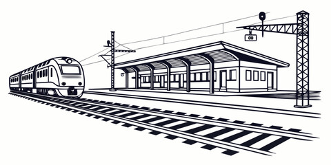 A vintage train station with a steam locomotive pulling into the platform © Gf