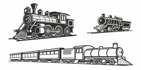Historic steam locomotives showcasing different designs and eras of railway engineering © Gf