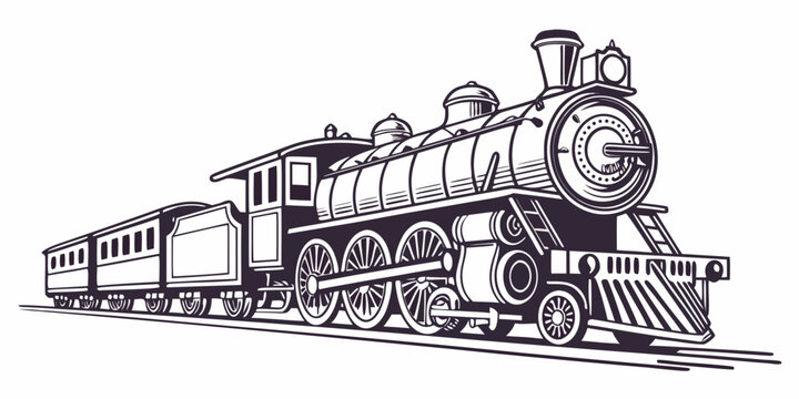 A vintage steam locomotive with a tender car moving along the tracks.