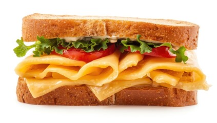 Rye bread topped with Gouda slices against a white backdrop