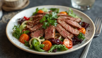 Salad with tuna steak