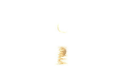 Golden crescent moon and abstract floral trail isolated on transparent background