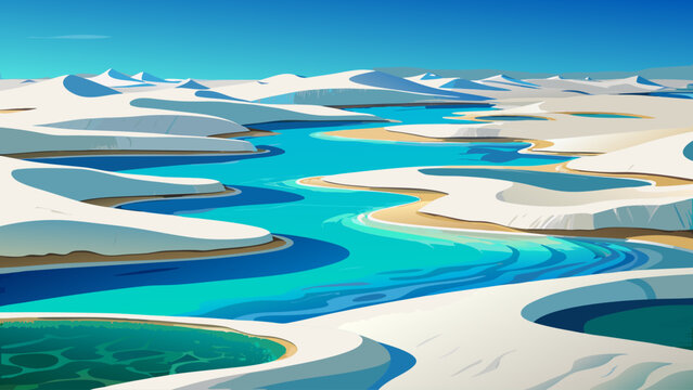 Very beautiful white sand dunes of Len&ccedil;&oacute;is Maranhenses cradle seasonal turquoise lagoons, forming a breathtaking mosaic across northeastern Brazil&rsquo;s coastal plains.