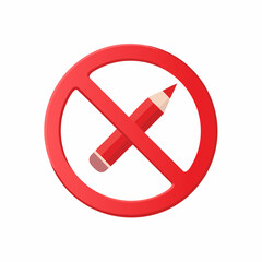 Fototapeta premium Prohibition Sign Featuring a Pencil, Indicating Restrictions on Writing or Drawing Activities