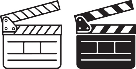 Two black and white film clapperboards with different designs on a white background isolated on white background, illustration © vectorzking