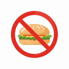 Prohibition of fast food. Sign prohibiting a burger for diet and healthy eating.