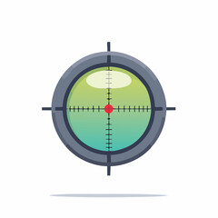 Crosshair targeting scope with green gradiant and red center on white