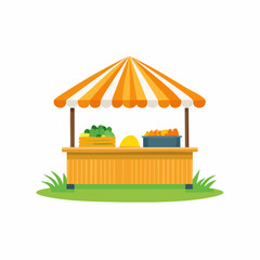 Fresh produce stand illustration with various fruits and vegetables