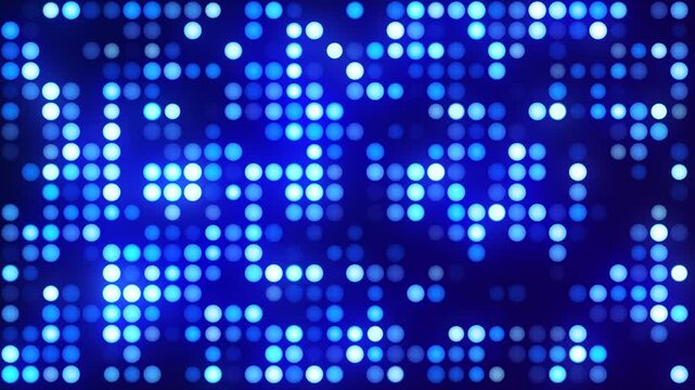 Bright glowing disco background of blue gradient lights motion. Blue neon disco lights wall. Event, party, performance, and music background. VJ Loop. Vibrant LED disco lights background. 4k loop.