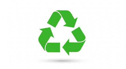 Fototapeta premium Green recycling symbol with arrows on white background representing eco friendly practices and sustainability