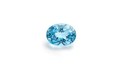 Stunning blue topaz gem set against a white backdrop