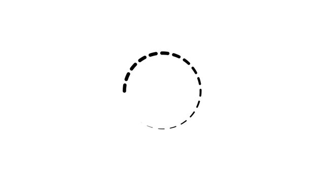 Loading dashed circle animation on white background. Waiting for download motion. spinning load icon 4k video.