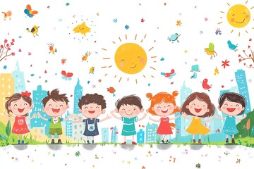 Fototapeta premium Illustration of Childrens Day Children