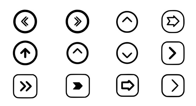 Web and App Slider Arrow Buttons &ndash; Rounded Vector Icons for UI Navigation
