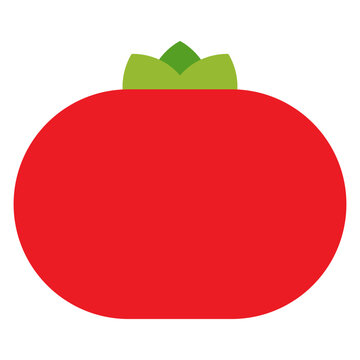 Simple Red Tomato Icon with Green Leaf for Healthy Food Design