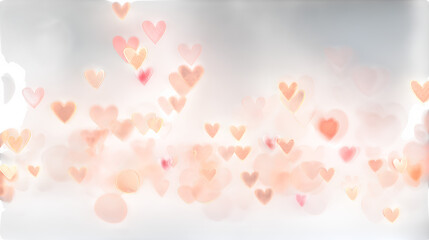 Abstract bokeh hearts isolated on transparent background
