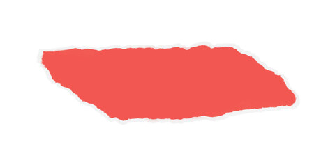 Red torn paper with ripped edges isolated on transparent background for Scrapbooking, Collage Design, Creative Banners, Frames, and Craft Textures. 