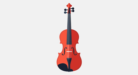 Fototapeta premium Red violin illustration on white background.