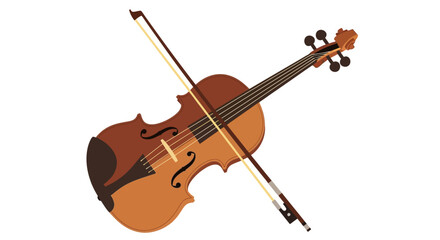 Violin and Bow Illustration on White Background.