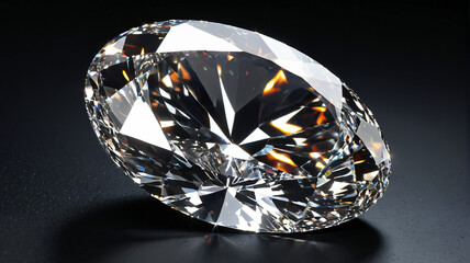 Gro&szlig;er ovaler Diamant mit komplexem Lichtspiel und goldenen Reflexen