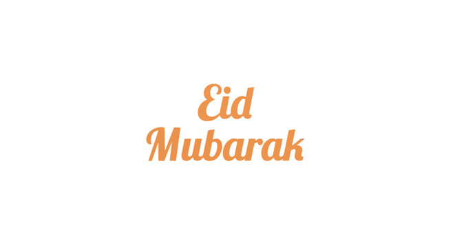 Celebratory Eid Mubarak greeting card with elegant typography and vibrant orange text on a simple background