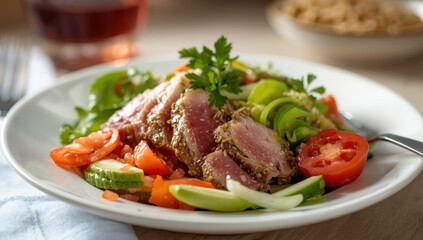 Tuna, avocado, and vegetable salad