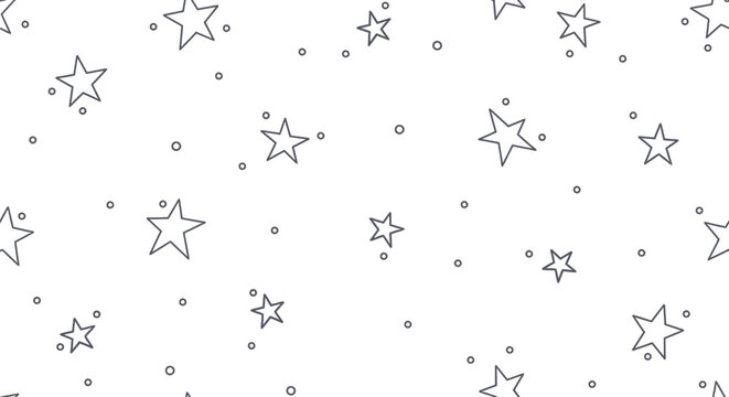 Vector illustration of gray stars and dots on white background