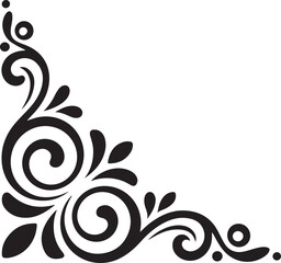 Elegant black and white corner decorative design
