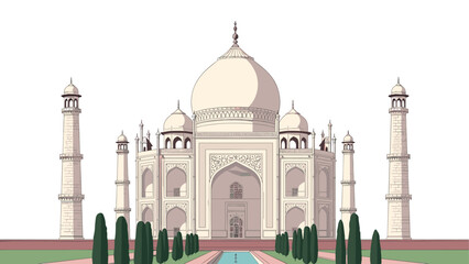 Obraz premium Iconic linear depiction of taj mahal in detailed architectural style