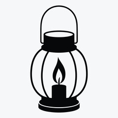 Obraz premium Vintage lantern with candle flame in modern elegant design