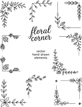 Elegant floral corner vector elements
