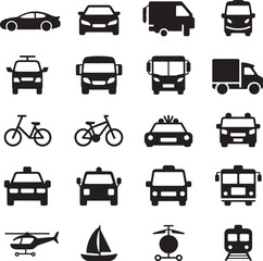 Fototapeta premium Collection of various vehicle icons on white background
