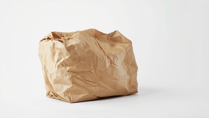 Worn-out paper bag on a white background
