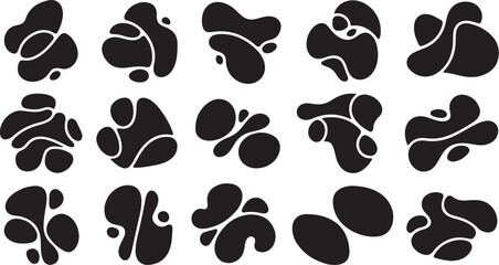 Fototapeta premium Abstract black shapes on white background illustration design elements