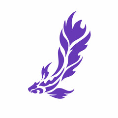 Purple Betta Fish Tribal Tattoo Art, Siamese Fighting Fish Vector Illustration