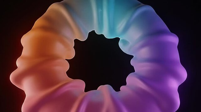 Colorful scrunchie with gradient effect on black background.