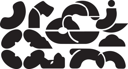 Black and white abstract shapes illustration design elements set