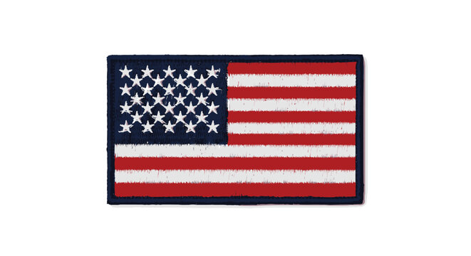 Vector American flag patch with red, white, and blue colors isolated on transparent background