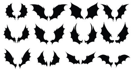 Collection of Black Bat Wing Silhouettes bat wings
