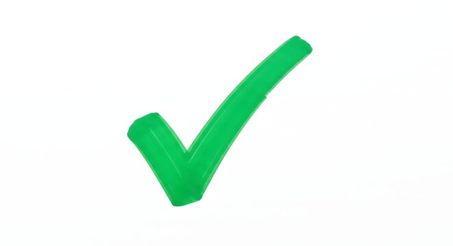 Green check mark symbol isolated on white background