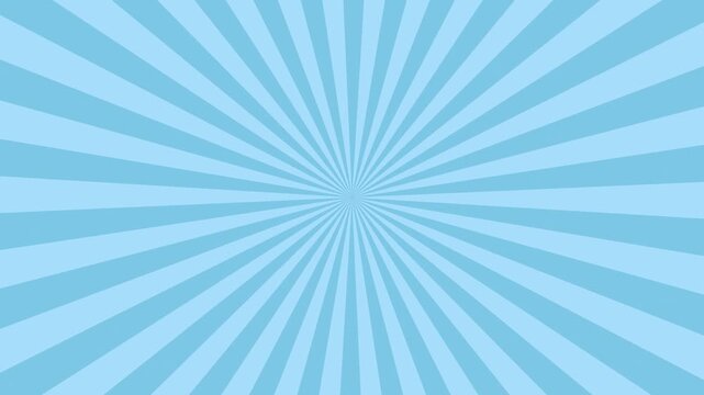 Blue radial sunburst background animation with rotating motion, dynamic abstract rays pattern perfect for intro, promo, and retro video backdrop.
