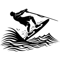 Fototapeta premium wakeboard flip silhouette illustration for water sports, extreme sports, and action design
