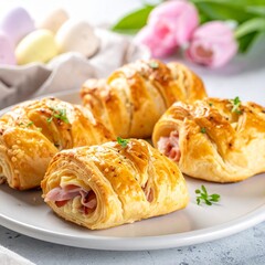 Herzhafte Bl&auml;tterteig-Schnecken mit Schinken