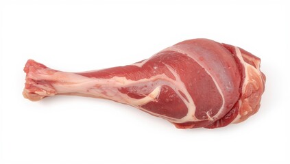 uncooked pork leg on a white background